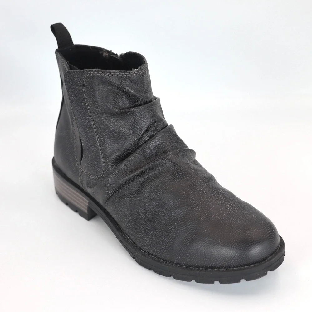 Sporto Misty Ankle Boots Womens 8.5M Black Ruched Faux Fur Lined Casual Booties